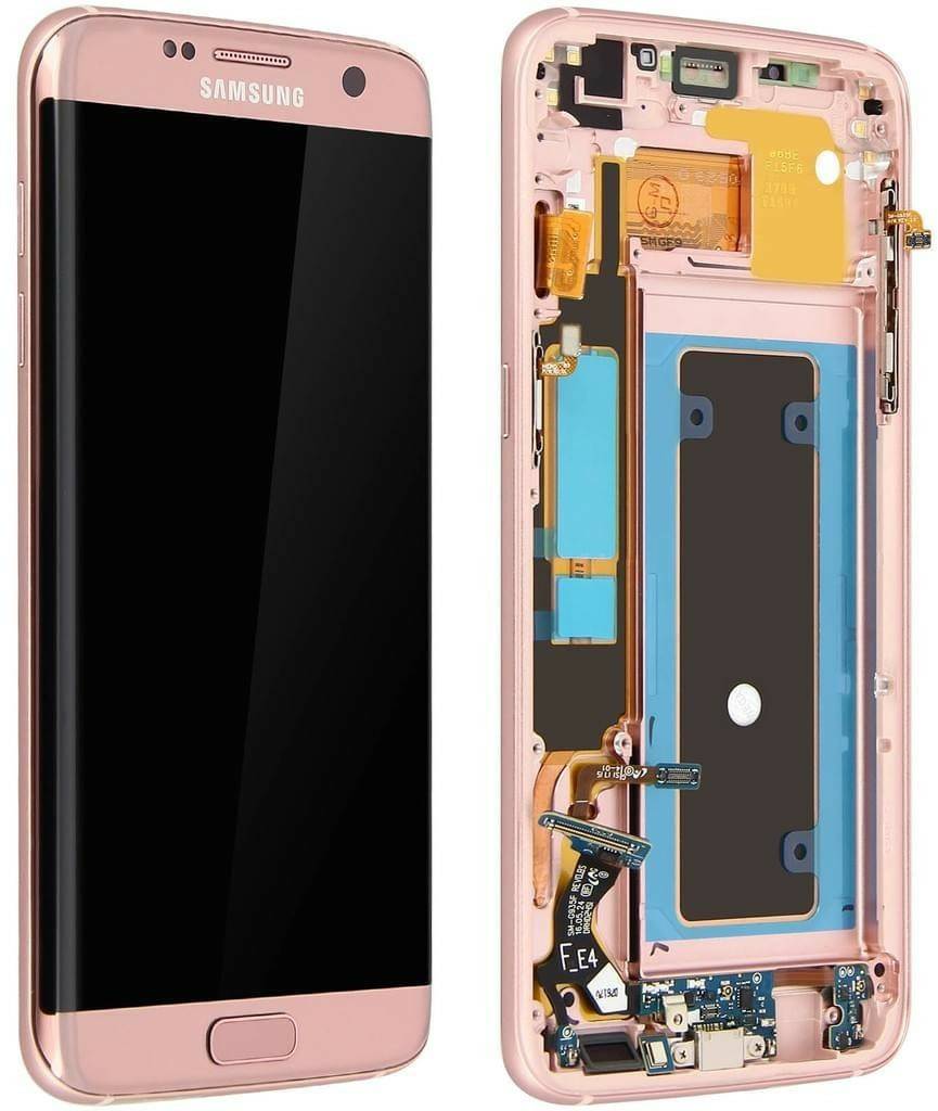 Samsung Display LCD Komplettset (Galaxy S7 Edge G935F)Pink Handy-Zubehör