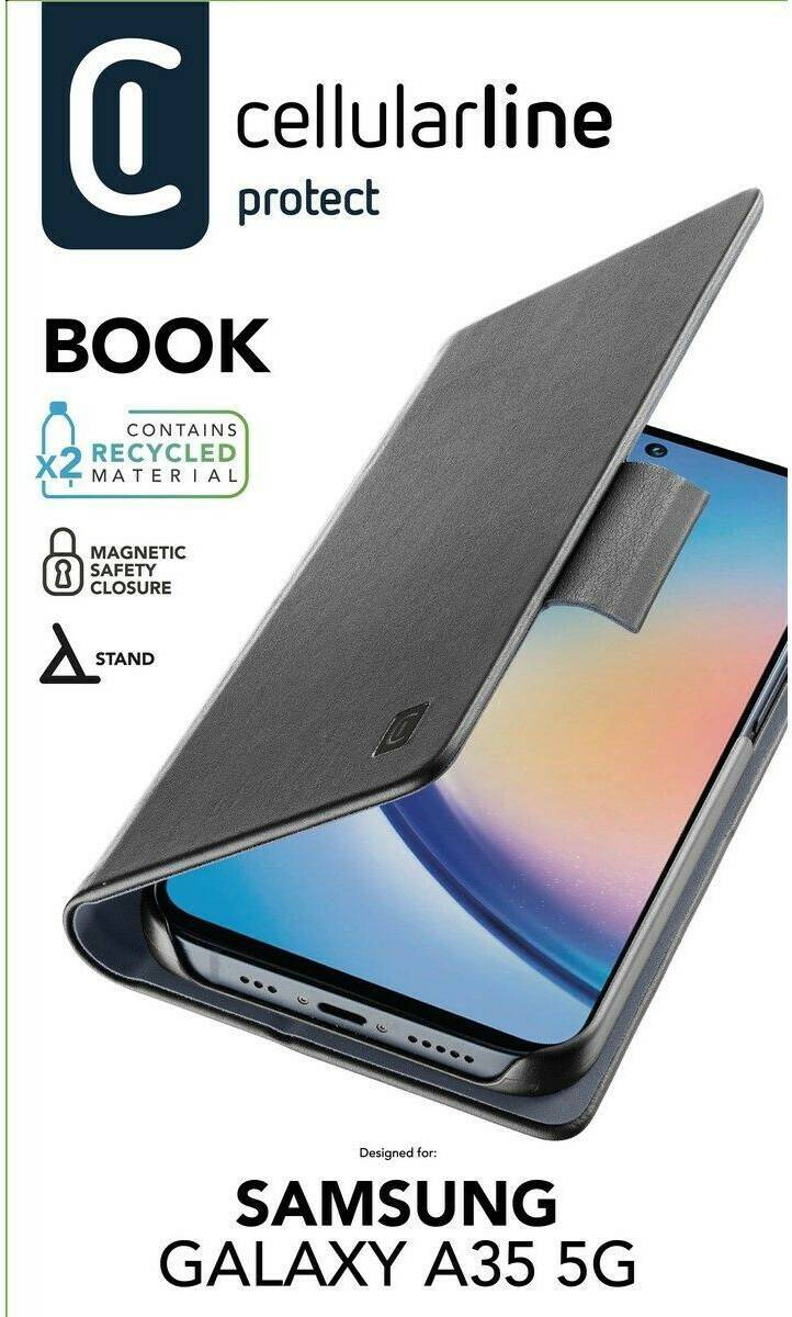 Handy-Zubehör Cellular Line Book Case für Samsung A35 5G Black - Schwarz (60731)