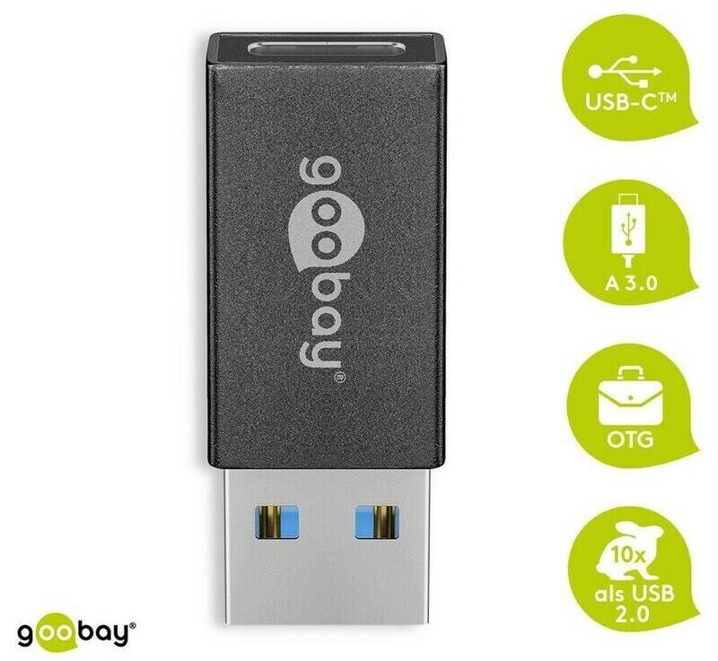 Goobay USB-C Buchse auf USB-A-3.0-Stecker, schwarz Handy-Zubehör