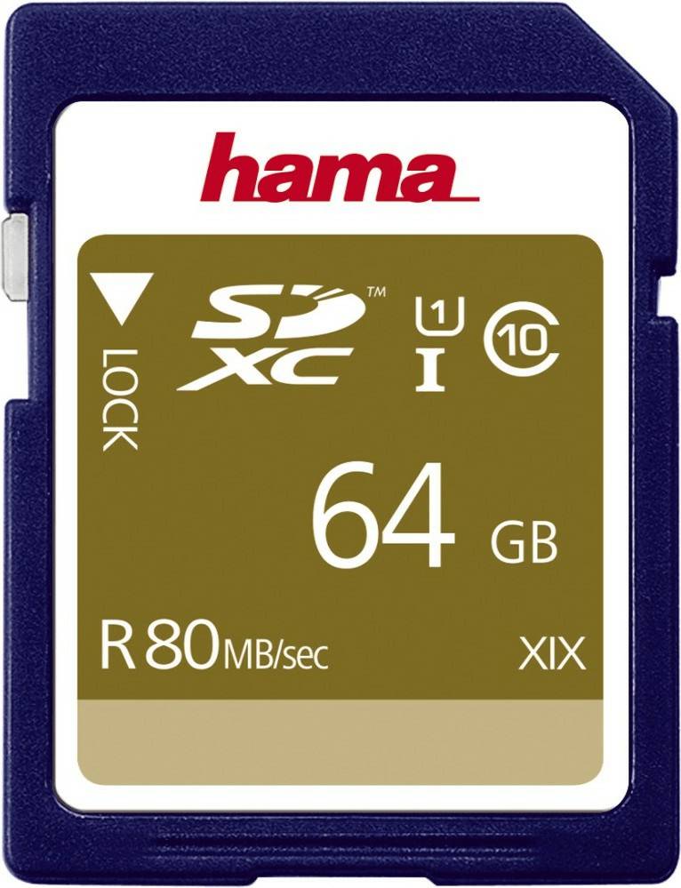 Kamera-Zubehör Hama SDHC/SDXC Class 10 UHS I 80MB/sSDXC - 64GB (00124136)