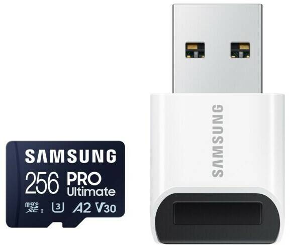 Samsung PRO Ultimate microSD (2023)256GB (MB-MY256SB/WW) + USB-Adapter Kamera-Zubehör