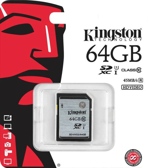 Kingston SDHC/SDXC UHS-I Class 10 (SD10VG2)64GB SDXC UHS-I Class (SD10VG2/64GB) Kamera-Zubehör