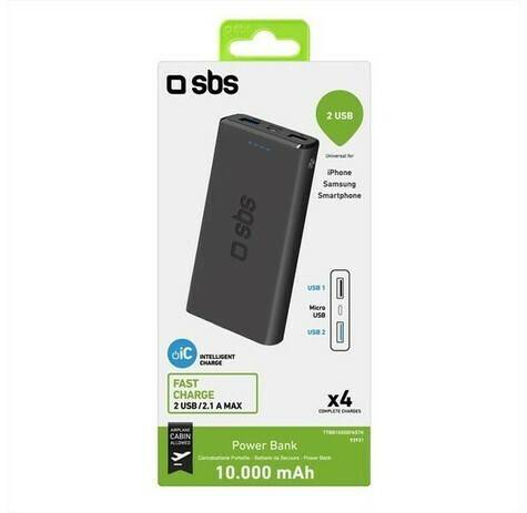 SBS Mobile Power bank Fast Charge 10000mAh 2 USB Handy-Zubehör