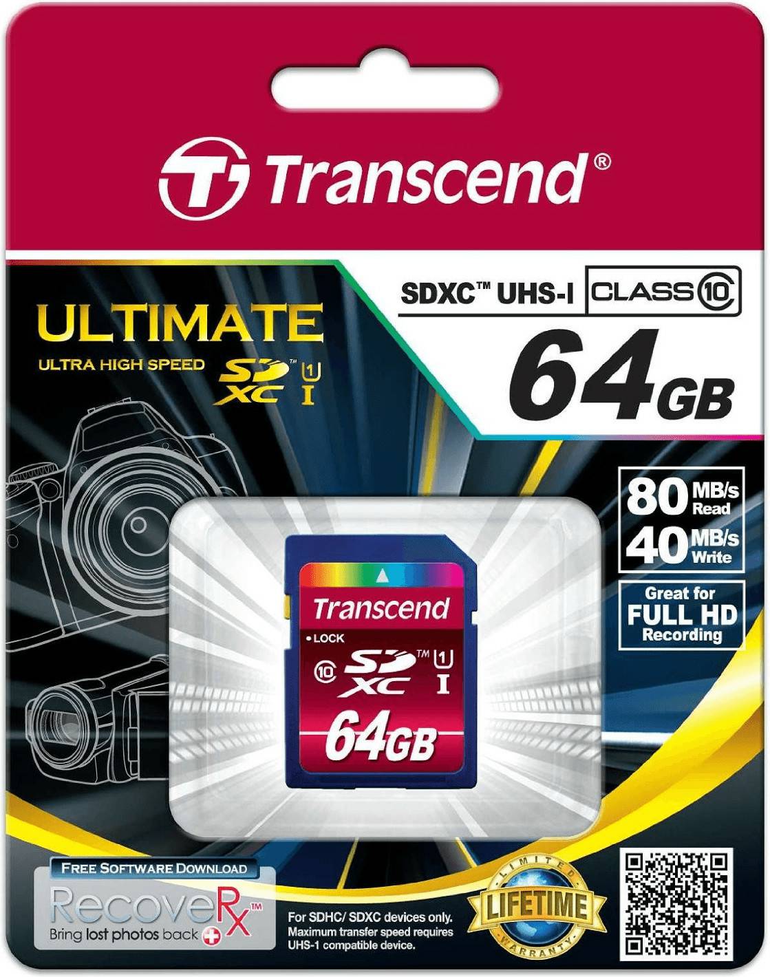 Transcend Ultimate SDHC/SDXC Class 10 UHS-ISDXC 64GB Class 10 UHS-I (TS64GSDXC10U1) Kamera-Zubehör