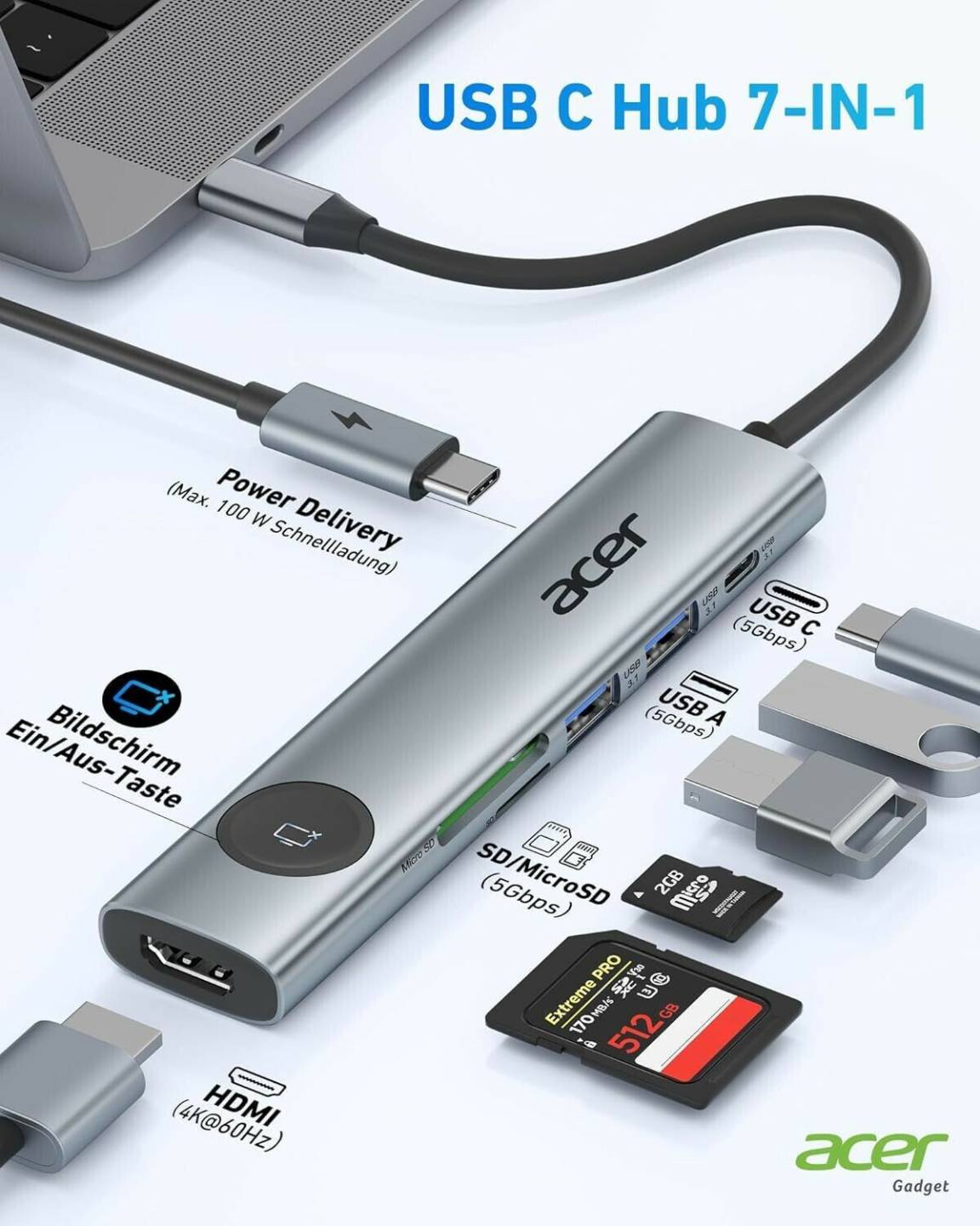 Acer 7-in-1 USB-C Dockingstation ODK3E0 PC-Zubehör