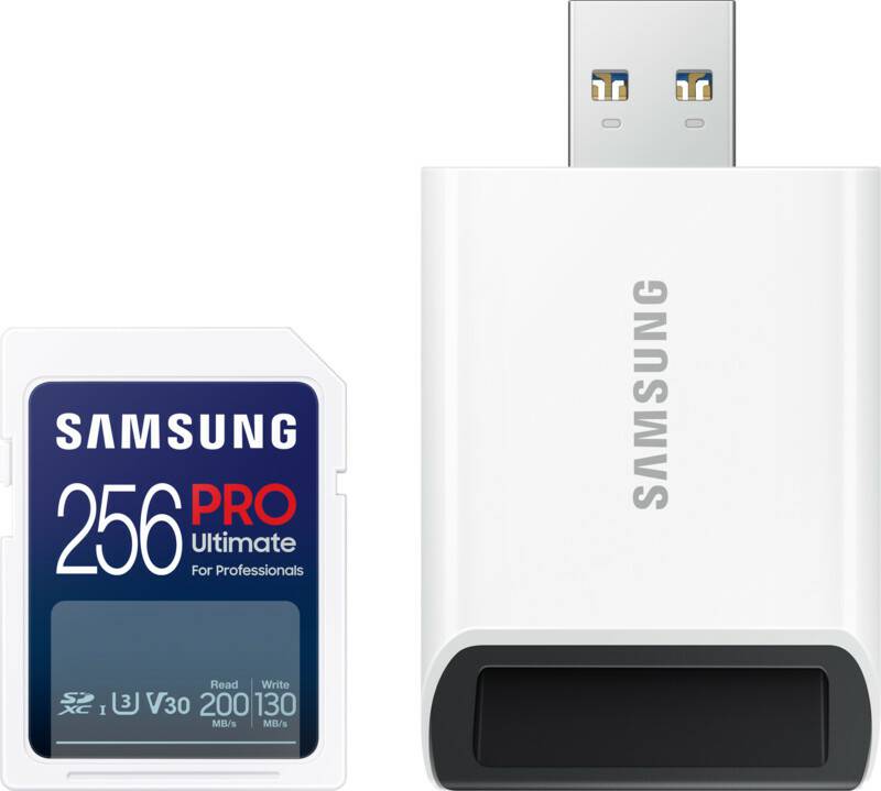 Kamera-Zubehör Samsung PRO Ultimate UHS-I V30 200MB/s SDXC256GB + USB-Adapter