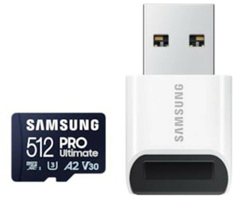 Samsung PRO Ultimate microSD (2023)512GB (MB-MY512SB/WW) + USB-Adapter Kamera-Zubehör