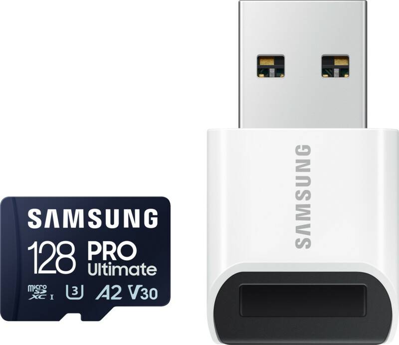 Samsung PRO Ultimate microSD (2023)128GB (MB-MY128SB/WW) + USB-Adapter Kamera-Zubehör