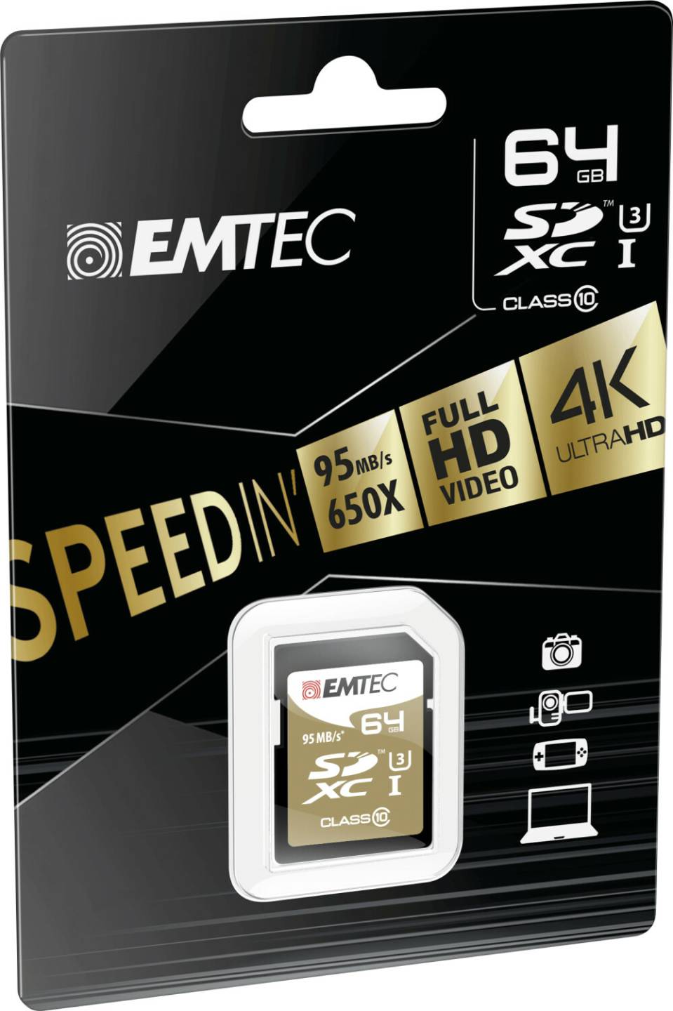 Kamera-Zubehör Emtec SD Class 10 Speedin UHS-I U3SDXC 64GB Class 10 Speedin UHS-I U3 (ECMSD64GXC10SP)