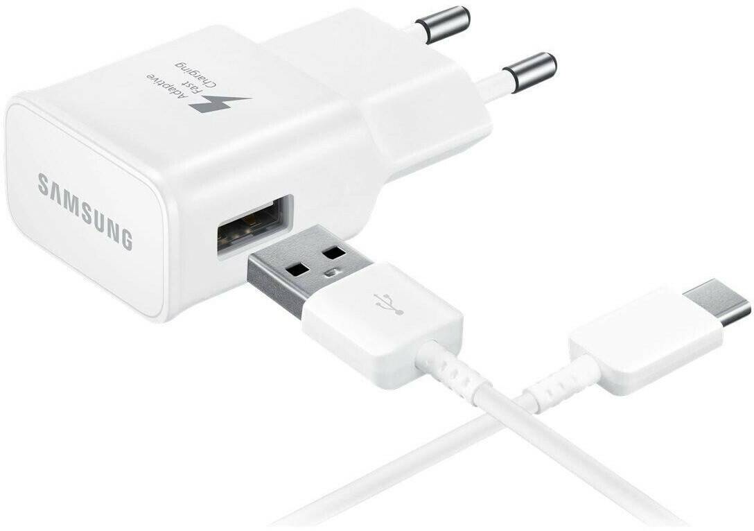 Samsung Schnellladegerät EP-TA20 + USB-C Kabelweiß Handy-Zubehör