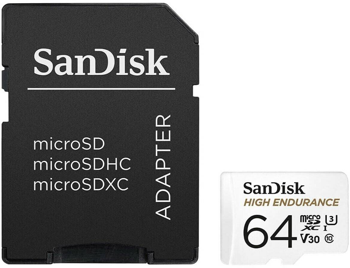 Kamera-Zubehör SanDisk High Endurance microSDmicroSDXC 64GB + SD-Adapter